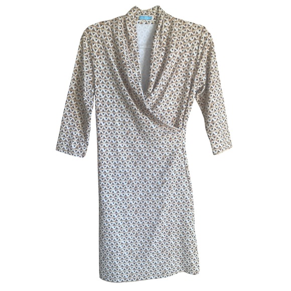 J.McLaughlin Dresses & Skirts - J.McLaughlin Catalina Cloth Dress Womens S‎ Tan Geometric Faux Wrap